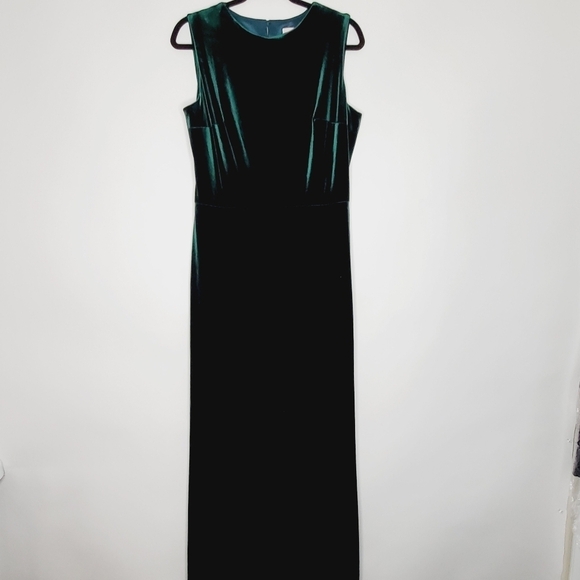 Revelry Cleo Velvet Maxi Dress Size 16 Green Cut Out Stretch Sleeveless Luxe - Picture 15 of 15